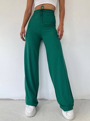 Зелені розкльошені штани на зав’язках | 6835296