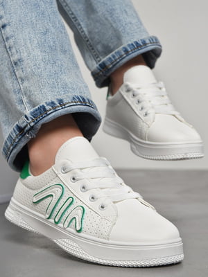 Кросівки білі на шнурівці з перфорацією  | 6835415