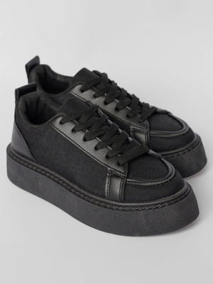 Кросівки чорного кольору на шнурівці | 6835425