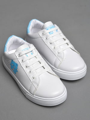 Кросівки білі з принтом на шнурівці  | 6835679