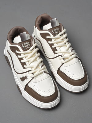 Кросівки біло-коричневого кольору на шнурівці  | 6835700