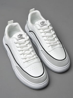 Кросівки біло-сірого кольору на шнурівці  | 6835708
