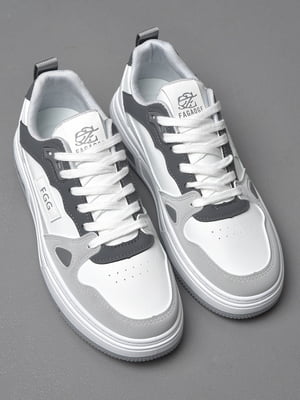 Кросівки біло-сірого кольору на шнурівці  | 6835715
