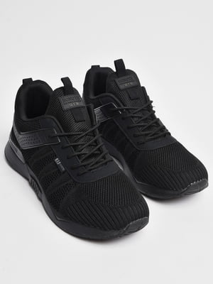 Текстильні чорні кросівки на шнурівці | 6835753