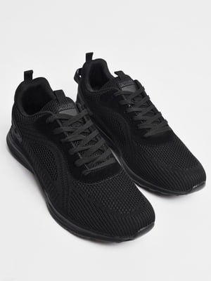 Текстильні чорні кросівки на шнурівці | 6835754
