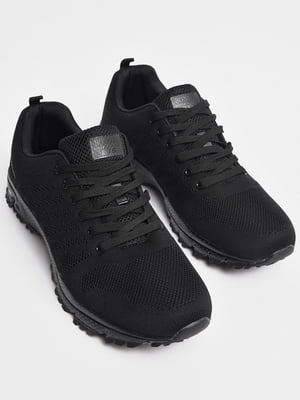 Текстильні чорні кросівки на шнурівці | 6835756