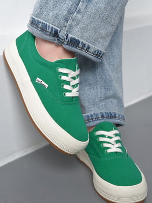 Кеди текстильні зеленого кольору на шнурівці | 6835832