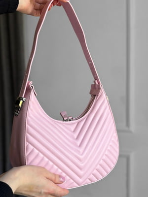 Стьобана рожева сумка із екошкіри | 6835882