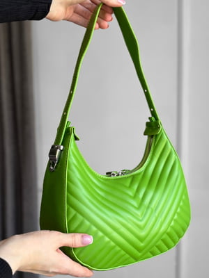 Стьобана зелена сумка із екошкіри | 6835885