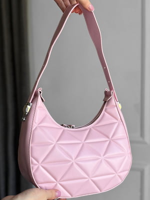 Стьобана рожева сумка із екошкіри | 6835901