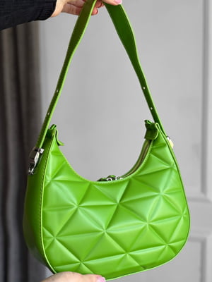Стьобана зелена сумка із екошкіри | 6835903