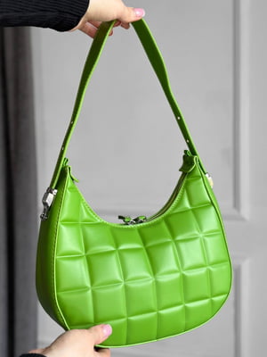 Стьобана зелена сумка із екошкіри | 6835908