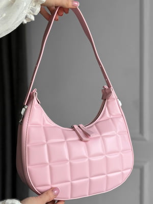 Стьобана рожева сумка із екошкіри | 6835912
