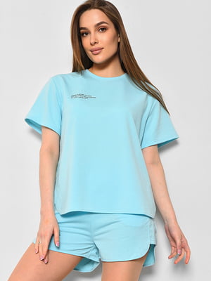 Костюм блакитного кольору: футболка та шорти | 6835950