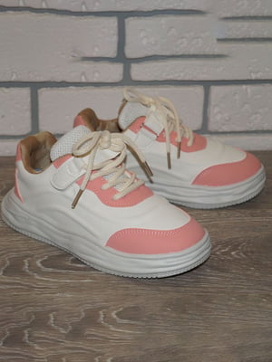 Біло-рожеві кросівки з липучками | 6823490