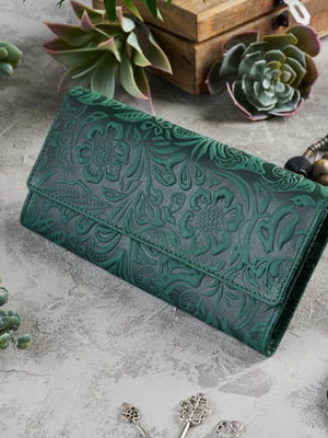 Зелений шкіряний гаманець | 6838168