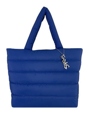 Синяя стеганная сумка-шопер | 6838489