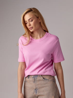 Базовая однотонная розовая футболка | 6838596