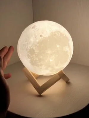 Світильник у вигляді місяця 3D біла 17 см | 6838842