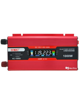 Перетворювач напруги автомобільний UKC авто інвертор 12V-220V 1000W з екраном LCD | 6839170