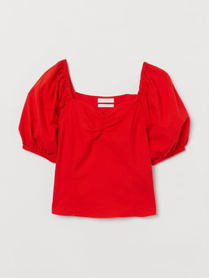 Червона блузка з об`ємними рукавами-буфами | 6085812