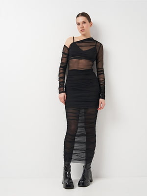 Чорно максі сукня-сітка | 6802317