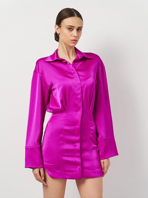 Фиолетовое облегающее платье-рубашка | 6840427