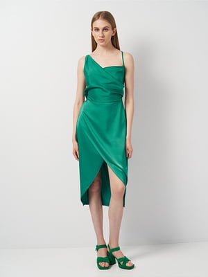 Асиметрична зелена сукня "на запах" | 6840567