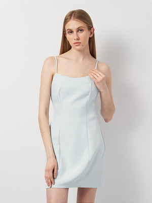 Приталена блакитна сукня-міні | 6840580