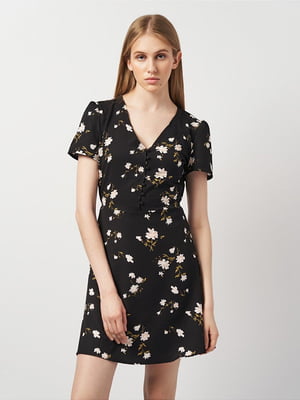 Коротка чорна сукня в квітковий принт | 6840598
