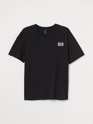 Бавовняна чорна футболка з принтом | 6840629
