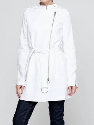 Белое пальто на поясе | 6015134