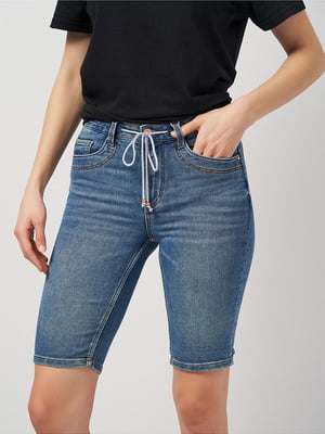 Шорты джинсовые синие на завязках | 6844350