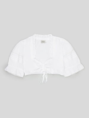 Біла укорочена блуза із зав'язками | 6844366