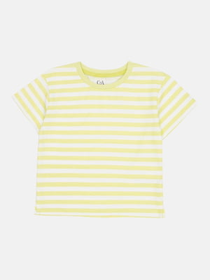 Желтая футболка в полоску из хлопка | 6844399