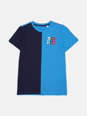 Синяя двухцветная футболка | 6844408