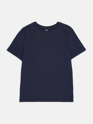 Темно-синя бавовняна футболка | 6844479
