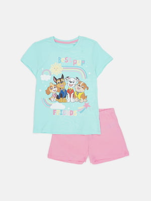 Хлопковая пижама: футболка и шорты | 6844571