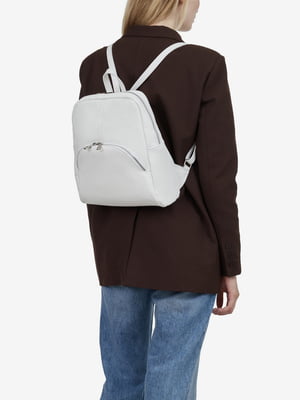 Белый кожаный рюкзак на молнии | 6838328