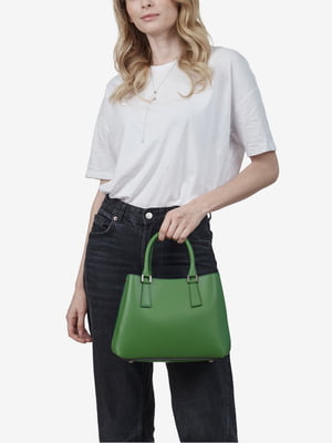 Зеленая кожаная сумка тоут с текстильной подкладкой | 6838465