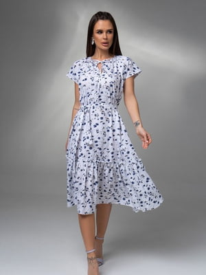 Біла сукня-трапеція з воланом | 6845050