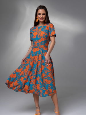 Яскрава квіткова сукня з короткими рукавами | 6845066