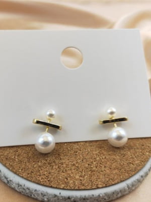Сережки-пусети з перлинами різного розміру | 6845150
