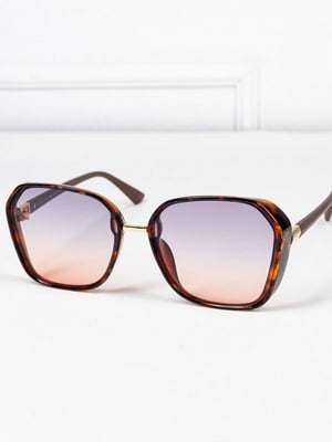 Коричневі сонцезахисні окуляри з геометричною оправою | 6845185