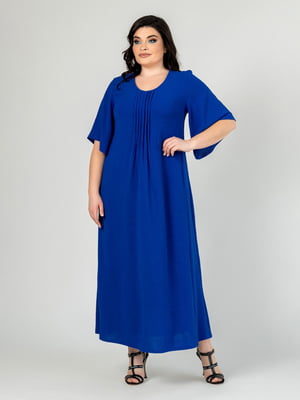 Сукня кольору електрик А-силуету з втачним рукавом | 6845363