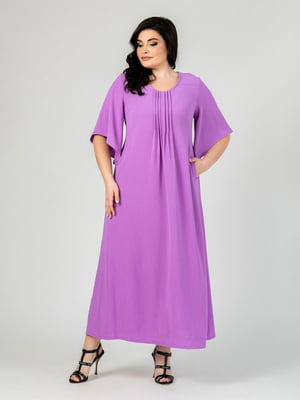 Сукня бузкового кольору А-силуету з втачним рукавом | 6845364