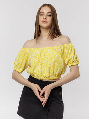 Жіноча коротка блуза S жовтий Divоn ЦБ-00219019 | 6840900