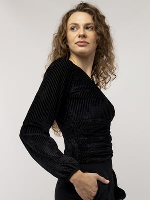Жіноча блуза з довгим рукавом слім S чорний REYON ЦБ-00233093 | 6840916
