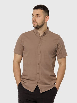 Чоловіча сорочка з коротким рукавом S бежевий Figo ЦБ-00218776 | 6841313