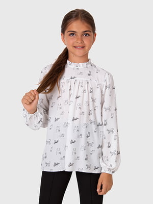 Блуза з довгим рукавом для дівчинки Mevis ЦБ-00228769 122 Білий | 6841440